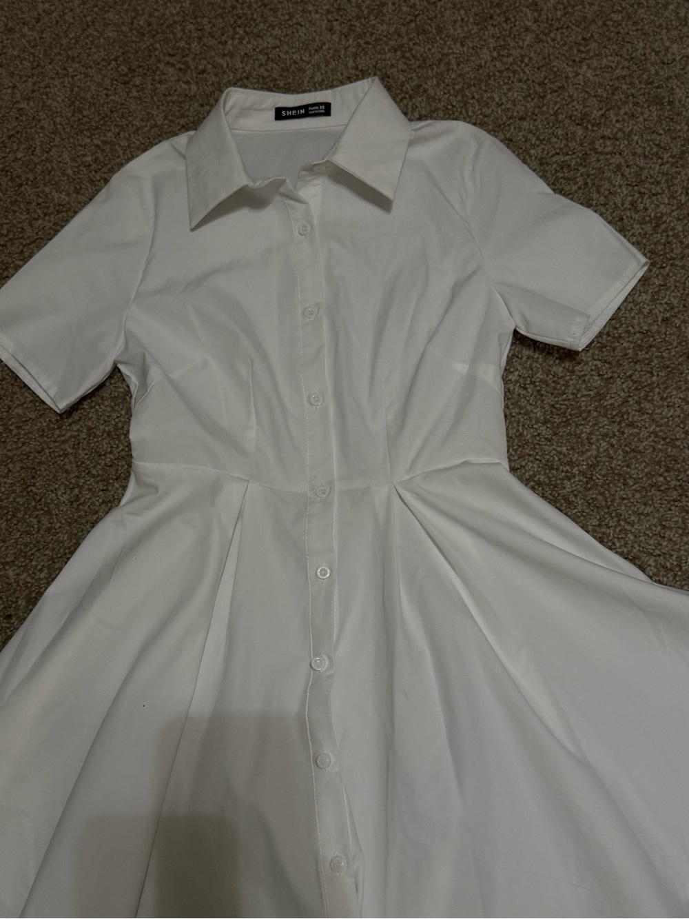 SHEIN White Collared Button-Down Fit & Flare Dress